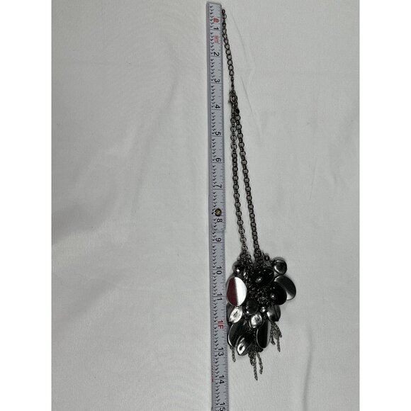 Vintage Premier Designs SKU 014 Chunky Silver Black Oval Beaded Statement Neckla - Picture 7 of 7